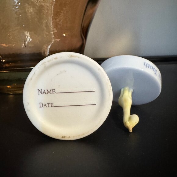 Russ Ceramic Round My First Tooth Baby Keepsake Trinket Jar With Giraffe Topper - Picture 3 of 9